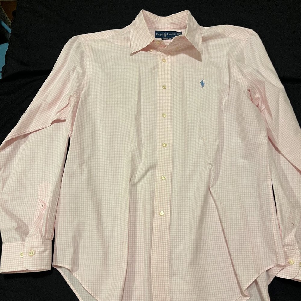 Ralph Lauren Men's Classic Fit 16 34/35 Pink Checkered Shirt